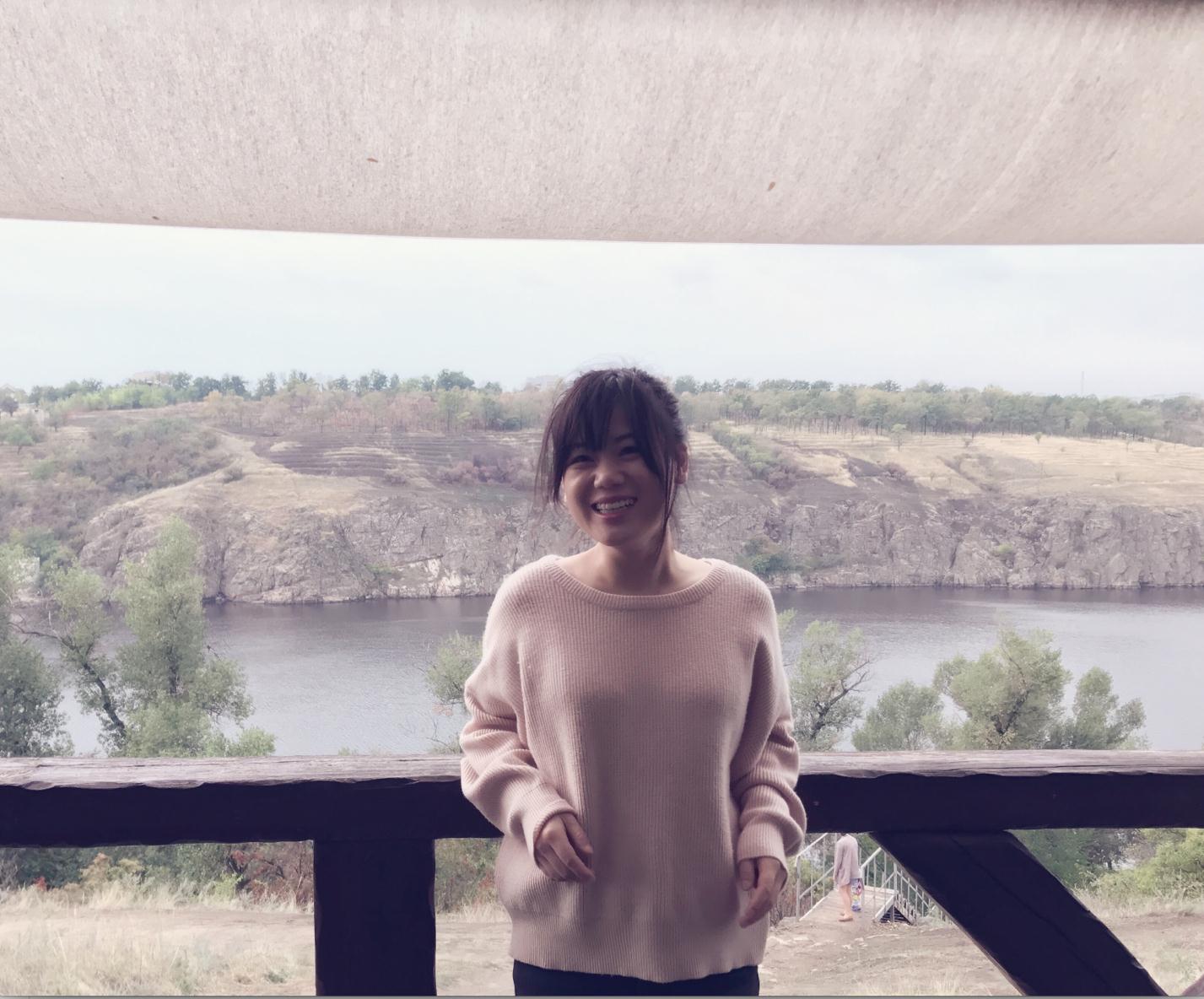 Debbie on the balcony